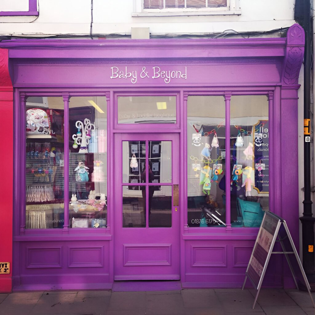 purple shop front