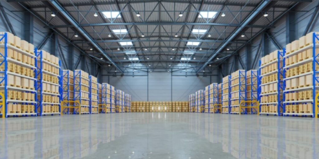 Professional Spray Painting a Warehouse